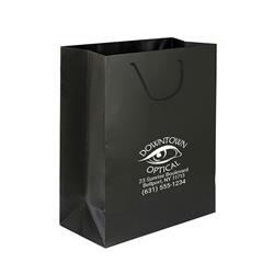 IMPRINTED BLACK Medium Paper Bag 8 W x 4 D x 10" H (100/box | Minimum order - 5 boxes)